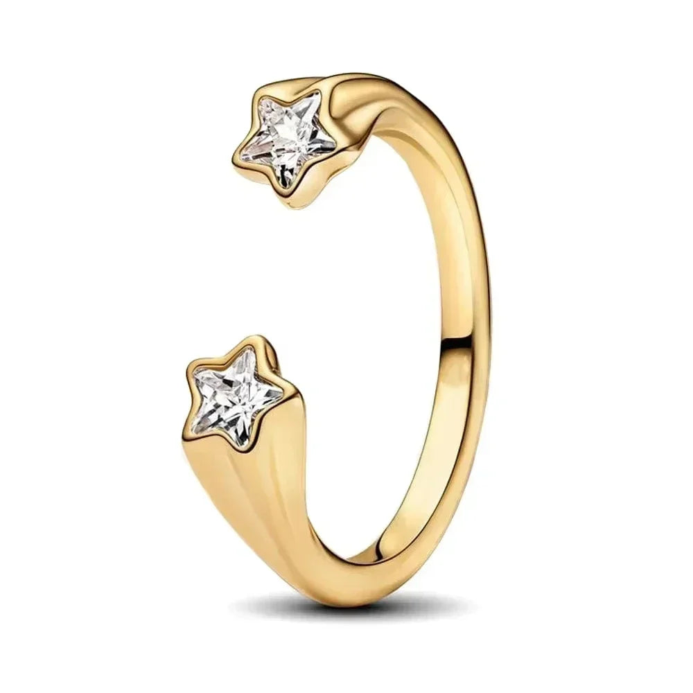 925 Sterling Silver Promise Ring – Golden Accent