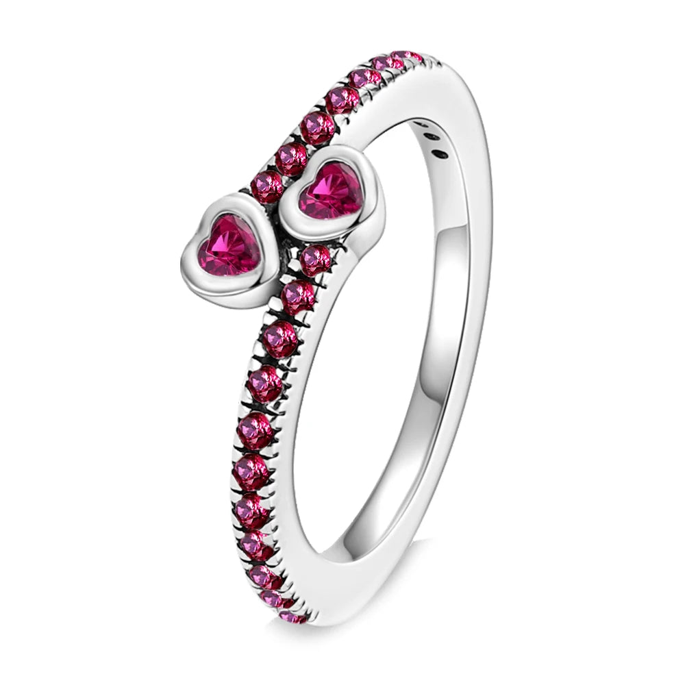 925 Sterling Silver Promise Ring -Ruby Serpent