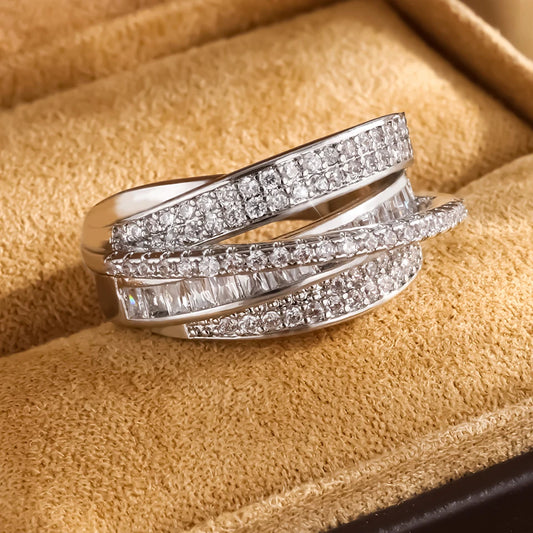 18K Gold Plated Star Zircon Ring – Silver