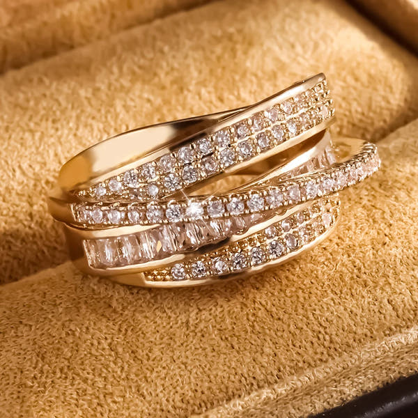 18K Gold Plated Star Zircon Ring –  GOLD